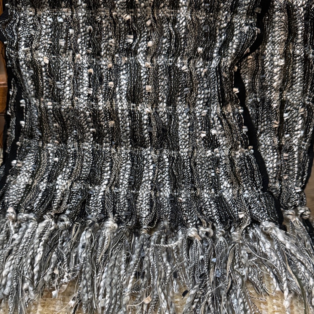 Elegant Black and Gray Woven Scarf